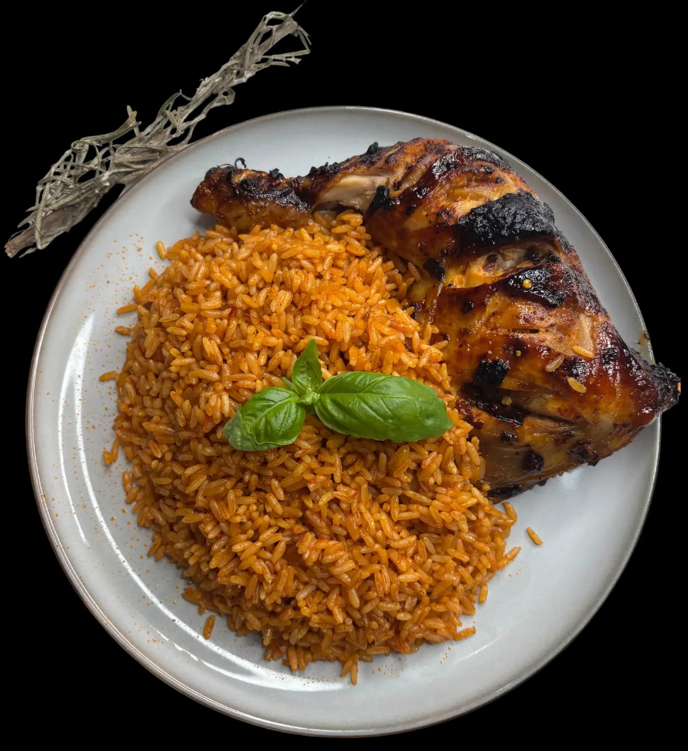 Jollof rice with grilled chicken